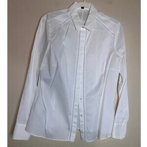 BOSS Hugo Boss White Button Up Blouse Eyelet Trim Detail 12